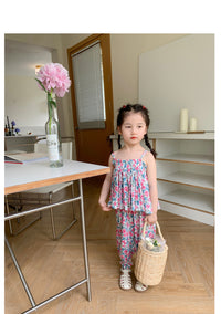 Load image into Gallery viewer, 2 Pieces Set Baby Kid Girls Flower Print Tank Tops And Pants Wholesale 230227738
