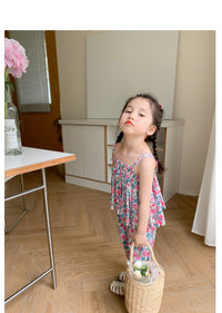 Load image into Gallery viewer, 2 Pieces Set Baby Kid Girls Flower Print Tank Tops And Pants Wholesale 230227738
