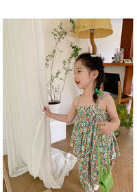 Load image into Gallery viewer, 2 Pieces Set Baby Kid Girls Flower Print Tank Tops And Pants Wholesale 230227738
