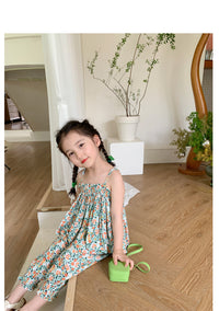Load image into Gallery viewer, 2 Pieces Set Baby Kid Girls Flower Print Tank Tops And Pants Wholesale 230227738
