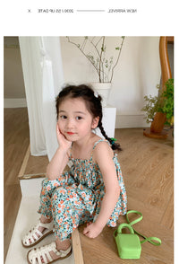 Load image into Gallery viewer, 2 Pieces Set Baby Kid Girls Flower Print Tank Tops And Pants Wholesale 230227738
