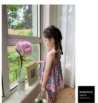 Load image into Gallery viewer, 2 Pieces Set Baby Kid Girls Flower Print Tank Tops And Pants Wholesale 230227738
