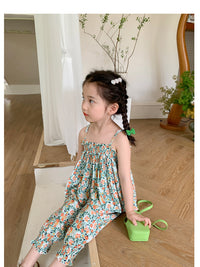 Load image into Gallery viewer, 2 Pieces Set Baby Kid Girls Flower Print Tank Tops And Pants Wholesale 230227738
