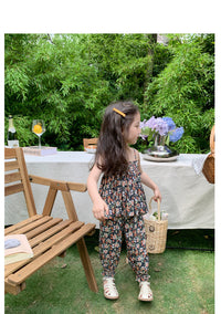 Load image into Gallery viewer, 2 Pieces Set Baby Kid Girls Flower Print Tank Tops And Pants Wholesale 230227738
