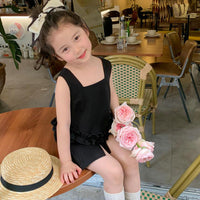 Load image into Gallery viewer, 2 Pieces Set Baby Kid Girls Solid Color Tank Tops And Shorts Wholesale 230227743
