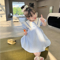 Load image into Gallery viewer, Baby Kid Girls Color-blocking Love heart Print Dresses Wholesale 230227744
