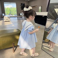 Load image into Gallery viewer, Baby Kid Girls Color-blocking Love heart Print Dresses Wholesale 230227744
