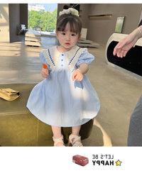 Load image into Gallery viewer, Baby Kid Girls Color-blocking Love heart Print Dresses Wholesale 230227744
