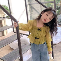 Load image into Gallery viewer, Baby Kid Girls Solid Color Bow Tops Wholesale 230227761
