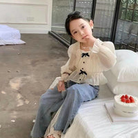 Load image into Gallery viewer, Baby Kid Girls Solid Color Bow Tops Wholesale 230227761
