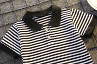 Load image into Gallery viewer, 2 Pieces Set Baby Kid Girls Striped Polo Shirts And Solid Color Shorts Wholesale 230228129
