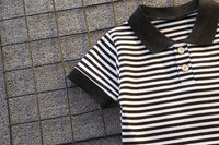 Load image into Gallery viewer, 2 Pieces Set Baby Kid Girls Striped Polo Shirts And Solid Color Shorts Wholesale 230228129
