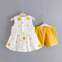 Load image into Gallery viewer, 2 Pieces Set Baby Kid Girls Polka dots Bow Tops And Solid Color Shorts Wholesale 230228182
