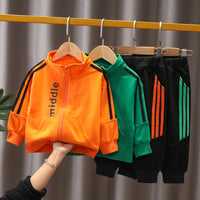 Load image into Gallery viewer, 2 Pieces Set Baby Kid Boys Letters Jackets Outwears And Striped Pants Wholesale 230228188
