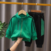 Load image into Gallery viewer, 2 Pieces Set Baby Kid Boys Letters Jackets Outwears And Striped Pants Wholesale 230228188
