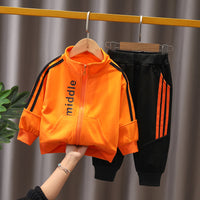 Load image into Gallery viewer, 2 Pieces Set Baby Kid Boys Letters Jackets Outwears And Striped Pants Wholesale 230228188
