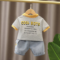 Load image into Gallery viewer, 2 Pieces Set Baby Kid Boys Striped Letters Polo Shirts And Shorts Wholesale 230228198
