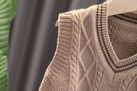 Load image into Gallery viewer, 3 Pieces Set Baby Kid Boys Checked Shirts Crochet Vests Waistcoats And Solid Color Pants Wholesale 230228207
