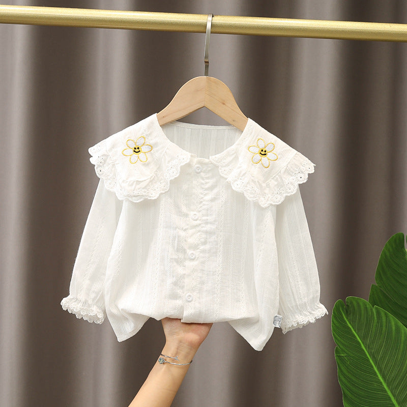 Baby Kid Girls Flower Embroidered Tops Wholesale 230228214