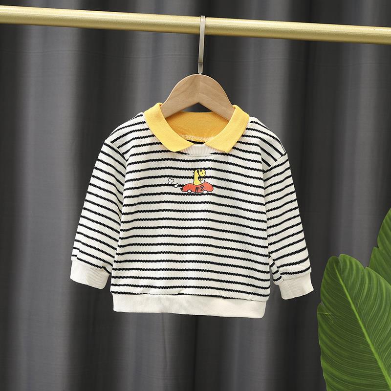 2 Pieces Set Baby Kid Boys Striped Cartoon Tops And Solid Color Pants Wholesale 230228219