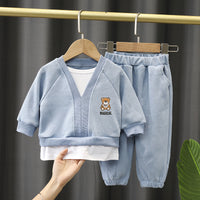 Load image into Gallery viewer, 2 Pieces Set Baby Kid Boys Cartoon Print Tops And Solid Color Pants Wholesale 230228220
