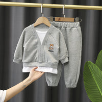 Load image into Gallery viewer, 2 Pieces Set Baby Kid Boys Cartoon Print Tops And Solid Color Pants Wholesale 230228220
