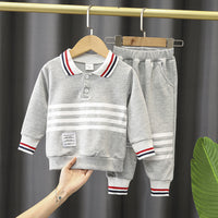 Load image into Gallery viewer, 2 Pieces Set Baby Kid Boys Striped Polo Shirts And Pants Wholesale 230228222
