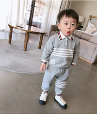 Load image into Gallery viewer, 2 Pieces Set Baby Kid Boys Striped Polo Shirts And Pants Wholesale 230228222
