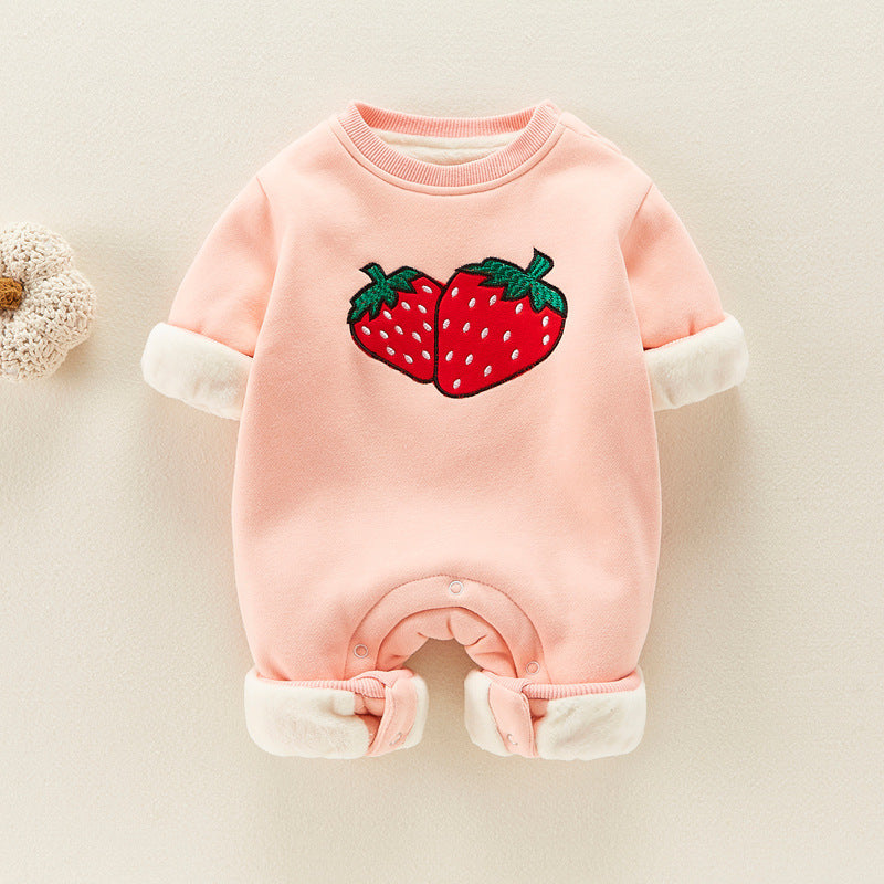 Baby Unisex Fruit Embroidered Jumpsuits Wholesale 230228237