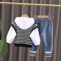 Load image into Gallery viewer, 2 Pieces Set Baby Kid Boys Striped Color-blocking Cartoon Tops And Pants Wholesale 230228246
