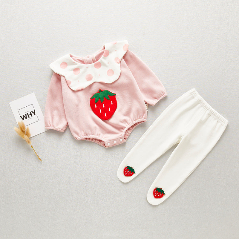 2 Pieces Set Baby Girls Fruit Polka dots Rompers And Pants Wholesale 230228270