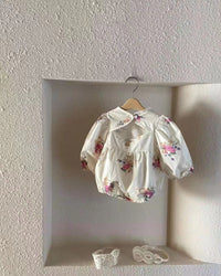 Load image into Gallery viewer, Baby Girls Flower Print Rompers Wholesale 230228283
