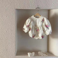 Load image into Gallery viewer, Baby Girls Flower Print Rompers Wholesale 230228283
