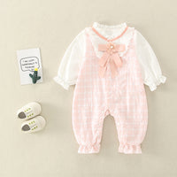 Load image into Gallery viewer, Baby Girls Flower Checked Birthday Jumpsuits Wholesale 230228285
