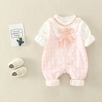 Load image into Gallery viewer, Baby Girls Flower Checked Birthday Jumpsuits Wholesale 230228285
