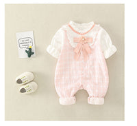 Load image into Gallery viewer, Baby Girls Flower Checked Birthday Jumpsuits Wholesale 230228285
