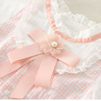 Load image into Gallery viewer, Baby Girls Flower Checked Birthday Jumpsuits Wholesale 230228285
