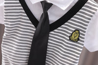 Load image into Gallery viewer, 2 Pieces Set Baby Kid Boys Striped Letters Polo Shirts And Solid Color Shorts Wholesale 230228313
