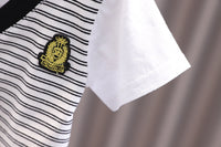 Load image into Gallery viewer, 2 Pieces Set Baby Kid Boys Striped Letters Polo Shirts And Solid Color Shorts Wholesale 230228313
