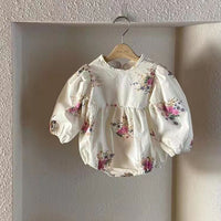 Load image into Gallery viewer, Baby Girls Flower Print Rompers Wholesale 230228316
