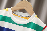 Load image into Gallery viewer, 2 Pieces Set Baby Kid Boys Striped Dinosaur Embroidered T-Shirts And Letters Shorts Wholesale 230228338
