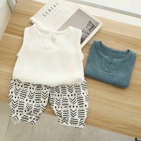 Load image into Gallery viewer, 2 Pieces Set Baby Kid Boys Solid Color Print Tank Tops And Graphic Pants Wholesale 230228339
