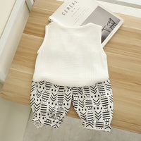 Load image into Gallery viewer, 2 Pieces Set Baby Kid Boys Solid Color Print Tank Tops And Graphic Pants Wholesale 230228339
