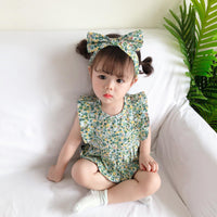 Load image into Gallery viewer, Baby Girls Flower Print Rompers Wholesale 230228341
