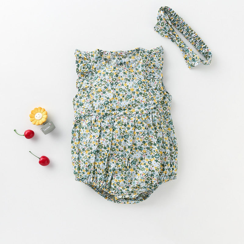 Baby Girls Flower Print Rompers Wholesale 230228341