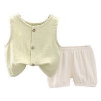 Load image into Gallery viewer, 2 Pieces Set Baby Kid Unisex Solid Color Letters Tank Tops And Shorts Wholesale 230228352
