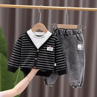 Load image into Gallery viewer, 2 Pieces Set Baby Kid Boys Striped Letters Tops And Solid Color Pants Wholesale 230228368
