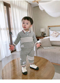 Load image into Gallery viewer, 2 Pieces Set Baby Kid Boys Striped Polo Shirts And Pants Wholesale 230228400
