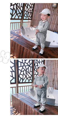 Load image into Gallery viewer, 2 Pieces Set Baby Kid Boys Striped Polo Shirts And Pants Wholesale 230228400
