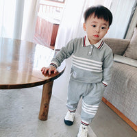 Load image into Gallery viewer, 2 Pieces Set Baby Kid Boys Striped Polo Shirts And Pants Wholesale 230228400
